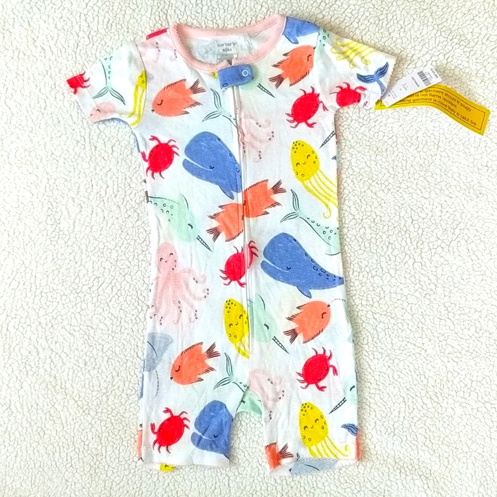 🆕 Carter's snug fit zip-up Pajamas 4T 🐳